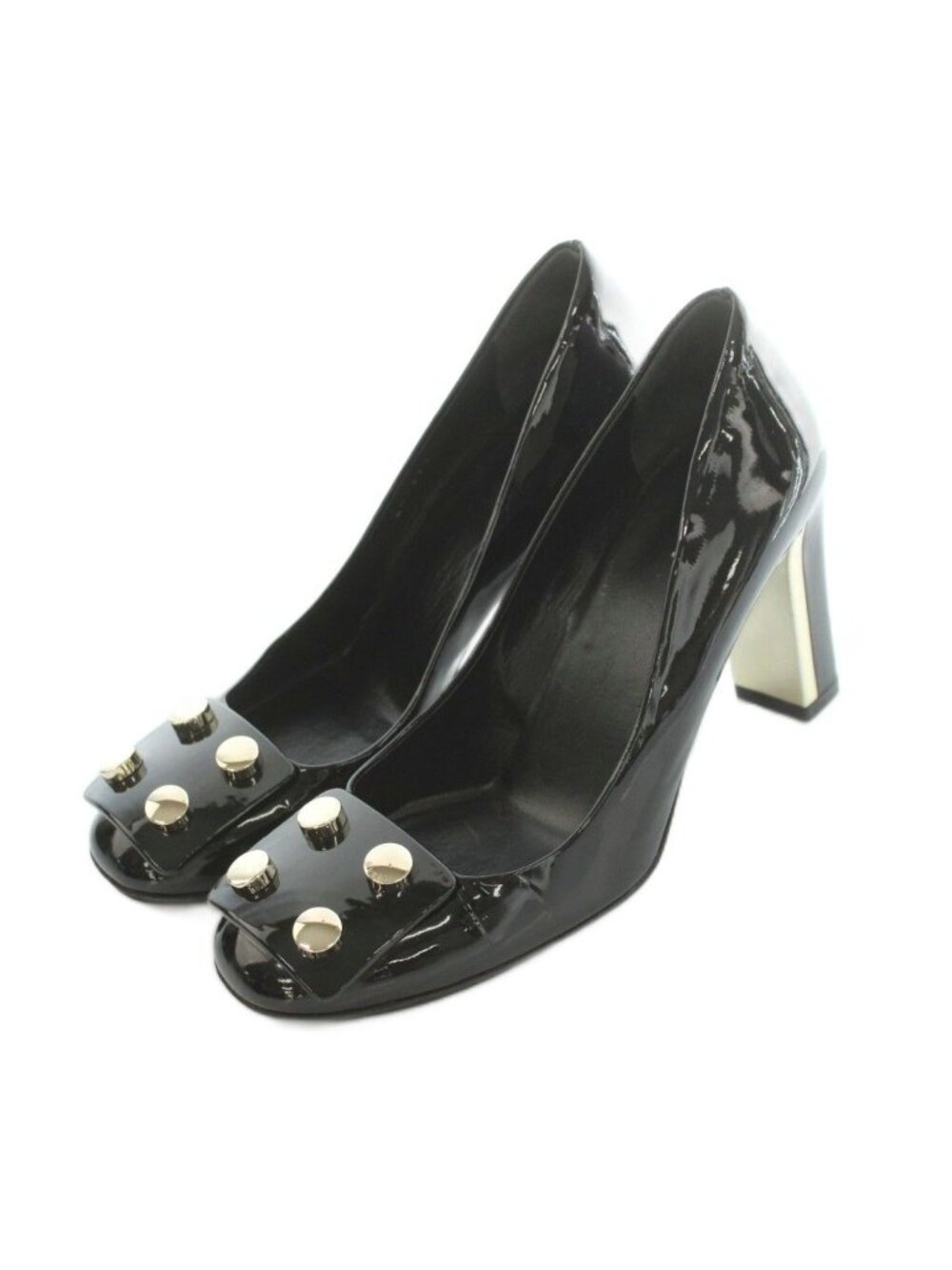 Gucci Pumps Square Tootai Heels Enamel 36 Black